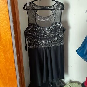 Black and silver midi flow dress.